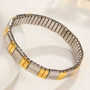 Gold and Silver Two Tone Expandable Links Bracelet